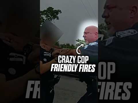 Crazy Cop Friendly Fires On His Teammate