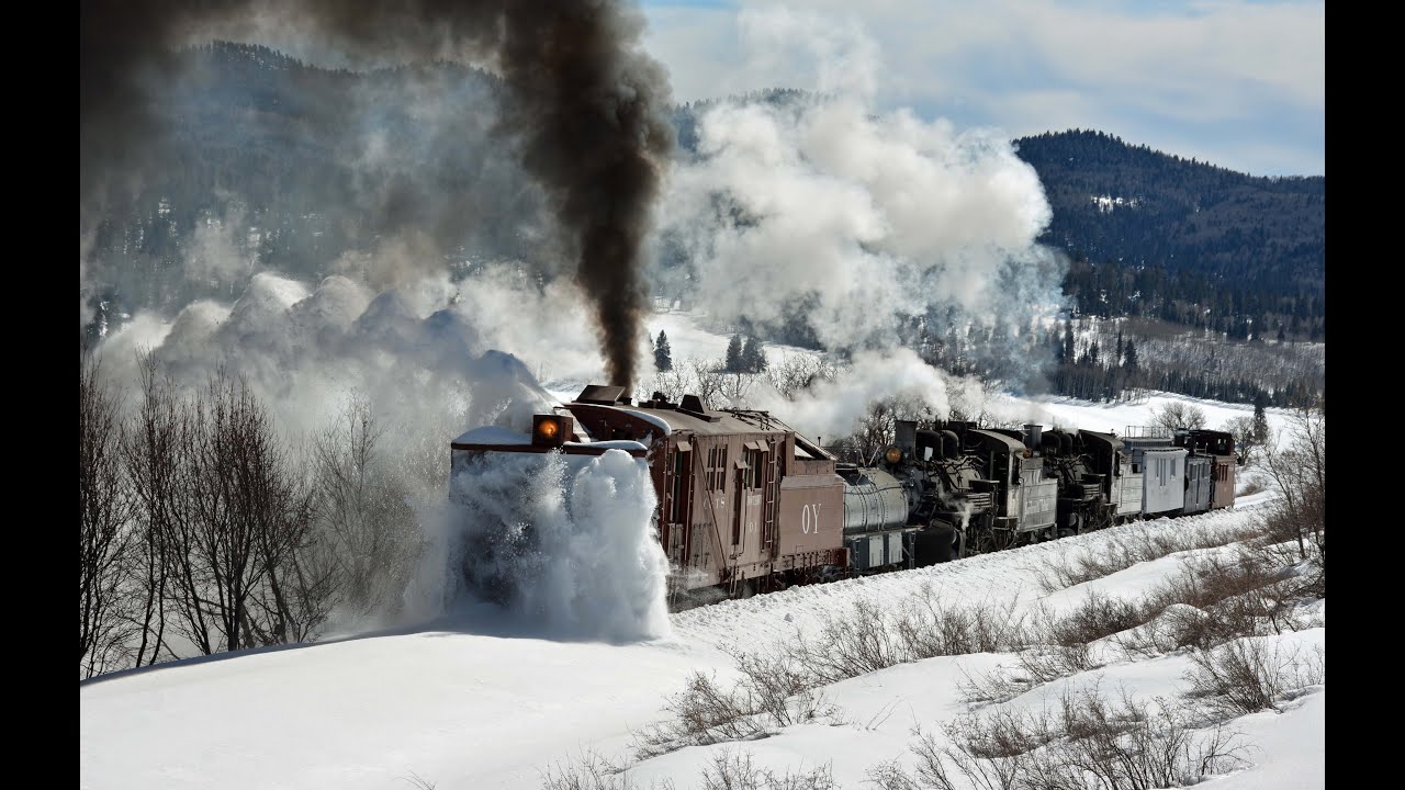 Cumbres and Toltec Rotary steam powered snowplow gets to work 2020 Part 1