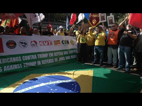 Protesters rally outside US consulate in Sao Paulo denouncing tariffs imposed by Trump | AFP