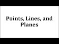 Understanding Points, Lines, and Planes
