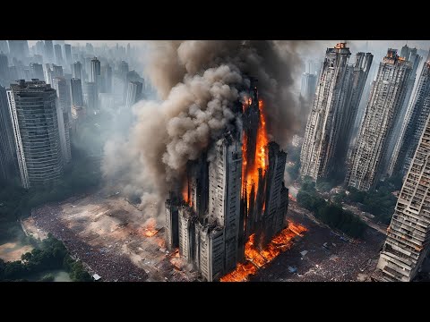 China now! Skyscrapers and shopping malls are burning! Evacuation of the population