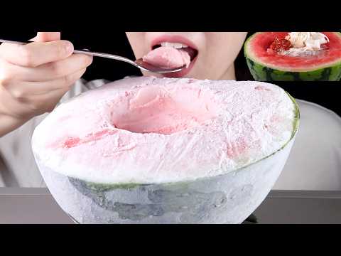 ASMR Frozen Watermelon Sherbet and Naengmyeon Cold Noodles | Eating Sounds Mukbang 🍉❄️🍧