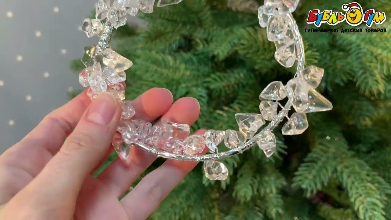 Украшение венок с прозрачным декором пластик 10см - видео