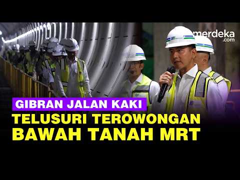 Momen Gibran-Pramono 'Blusukan' Jalan Kaki Telusuri Terowongan Bawah Tanah Proyek MRT Jakarta