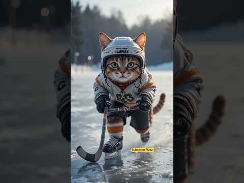 Cute Cat Playing Hockey ❤️🥰 #cats #catvideos #catlovers #meow #catshorts #shorts #virals