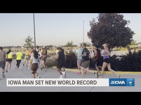 YouTube video thumbnail: Iowa man Sets new World Record for Fastest 10K Wearing a 20lb. Vest
