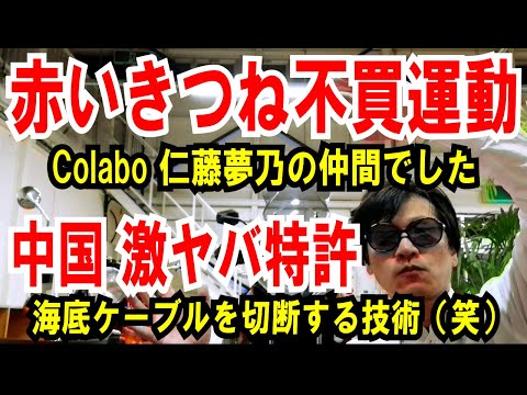 【赤いきつね不買運動】Colabo仁藤夢乃の仲間でした【中国の激ヤバ特許】海底ケーブル切断を効率化（笑）