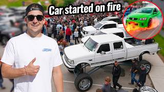 CboysTV Truck Meet Gets Outta Hand (Car starts on fire, Motorcycle Crash and Police)