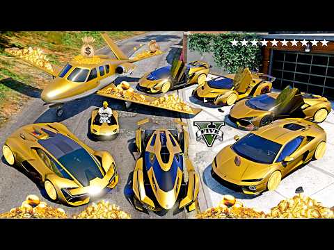 GTA 5 -🟡Stealing Luxury Golden Lamborghini Supercars with Franklin! (Real Life Cars #292)