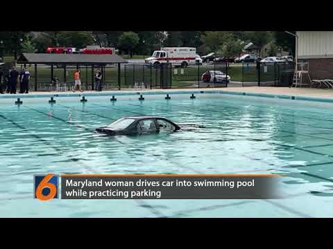 Maryland car ends up in swimming pool