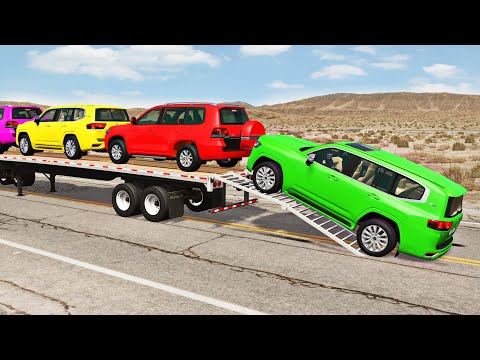 Flatbed Truck Mcqueen  | Transportation with Truck - Pothole vs Car #157  - BeamNG.Drive