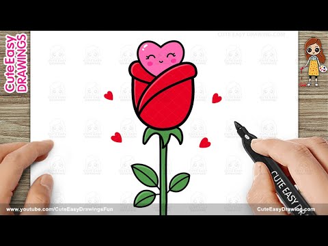 How to Draw a Cute Easy Rose  - Step by Step for Kids and Toddlers! 💕✨