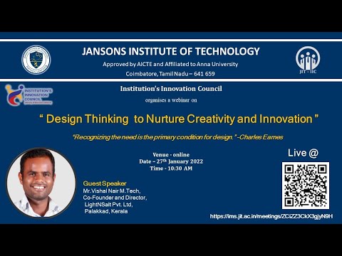 Webinar on Design Thinking to Nurture Creativity and Innovation