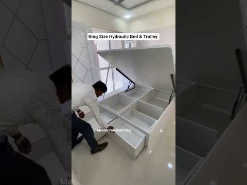 King Size 150Kg Hydraulic Bed Furniture Work | Latest Double Bed Design | #ytshorts #furnituredesign