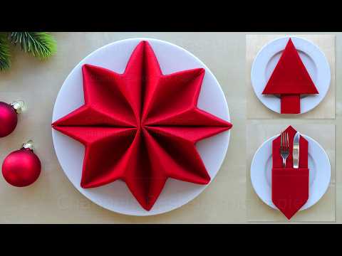 Servietten falten: Weihnachten. Einfache Ideen zum Tischdeko basteln. Weihnachtsdeko selber machen 🎄