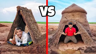 Low Budget vs High Budget Mud House Survival Challenge