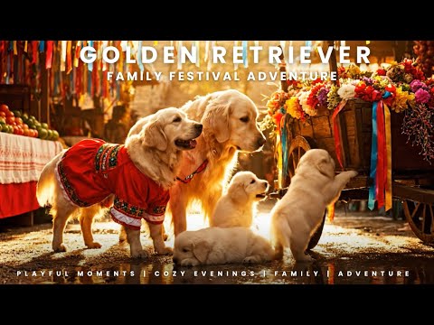 Golden Golden Retriever Family’s Heartwarming Village Festival 🐶🌾 #dog #ai