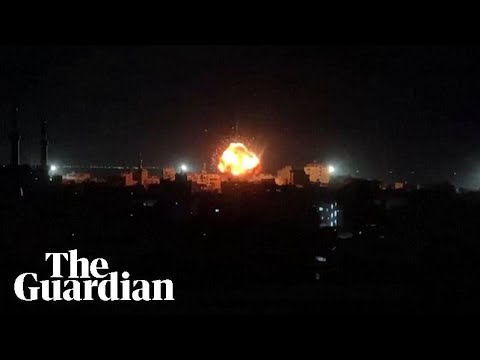 Explosion lights up sky in Rafah during heavy bombardment