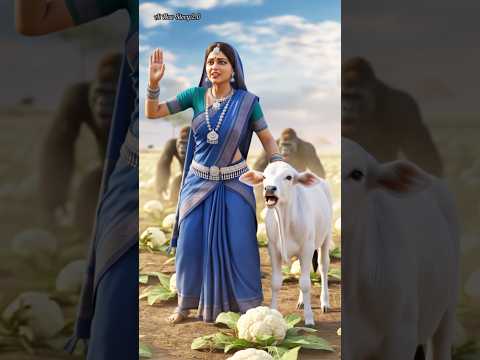 औरत और मुन्ना ने मिलकर बचाई फूलगोभी की खेती |😭🦍 #ai #gorilla #cow