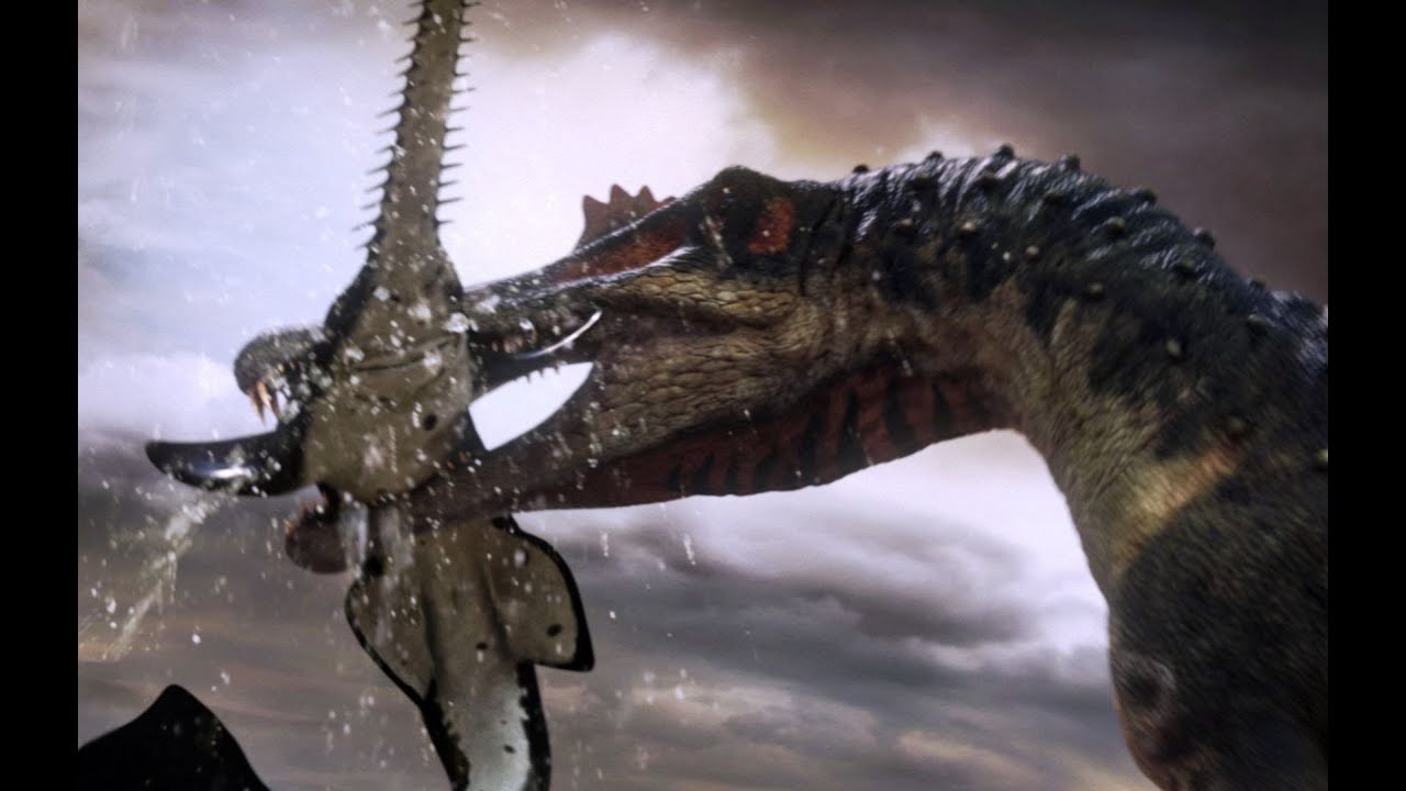 Spinosaurus fishes for prey Planet Dinosaur BBC