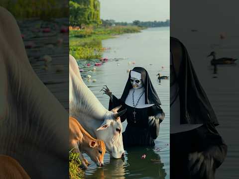 Scary Nun Attacks Cows #shorts #nun #cow #revenge #humanity #trending #success #wildlife