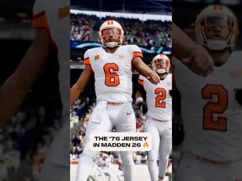 IT'S IN THE GAME. The '76 Jersey is officially in #Madden26 ???????? #madden #videogames #bakermayfield