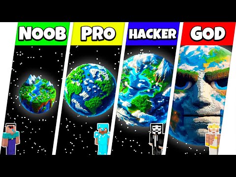 Minecraft Battle: NOOB vs PRO vs HACKER vs GOD: INSIDE EARTH HOUSE BASE BUILD CHALLENGE / Animation