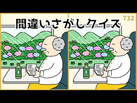 【間違い探しクイズ】梅雨イラスト集！無料おすすめ脳トレ動画【難問あり】#732