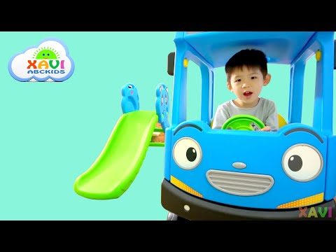 Pretend play with Blue School Bus Tayo - Xavi Plays with Baby Dolls, Rides a School Bus, and More!