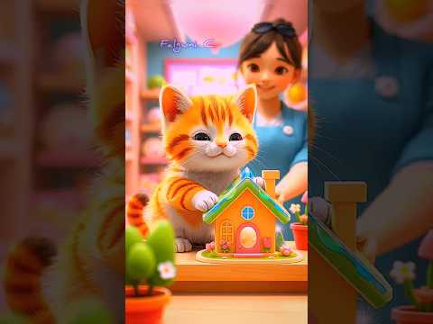 Little Cat Gets Colourful Toy House But Then !!!! #youtubeshorts #Shorts #cute #cat #puppy #Story