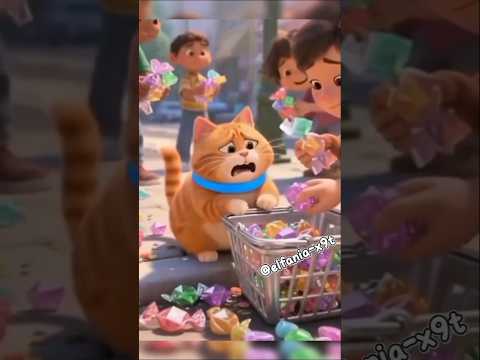 Cat's Candy Mishap! Rescue needed😿🍬 Watch! 👀 #shorts #funny #cat #cute #animals #comedy