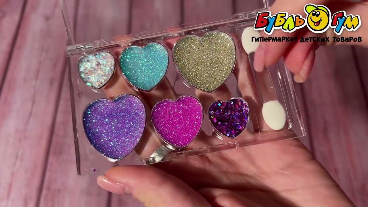 Тени для век LUKKY палетка сердечки с блестками и аппликатором - видео