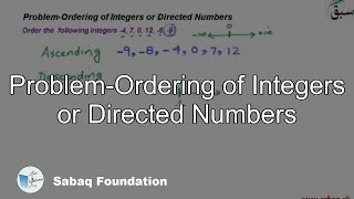 Problem-Ordering of Integers or Directed Numbers
