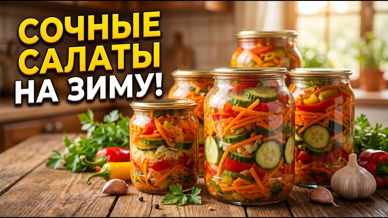 Салат -Новогодняя радость. Вкусный салат - легко и просто. Консервация.