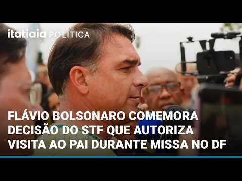 FLÁVIO BOLSONARO VAI A <strong>MISSA</strong> DE NOSSA SENHORA E COMEMORA AUTORIZAÇÃO PARA VISITAR O PAI