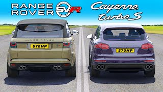 570HP Range Rover SVR v 570HP Porsche Cayenne Turbo S: DRAG RACE | Assetto Corsa