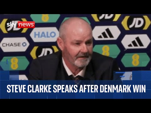Scotland manager Steve Clarke reacts to thrilling win over Denmark and World Cup qualification