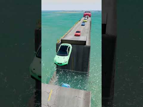Colorful Small to Giant Cars vs Ramp & Massive Crater #9
