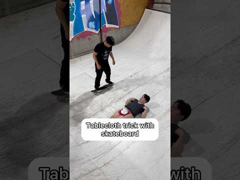 Tablecloth trick with skateboard🤣🤣🤣#shorts