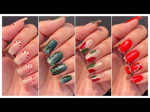 Easy Simple Christmas nail art designs || Nail art without tools