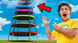 CONSTRUÍ A MAIOR TORRE DE CAMA ELÁSTICA DO MUNDO! (E pulei de cima dela) 