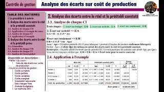 Analyse des écarts sur coûts de production - Partie 2 - Contrôle budgétaire