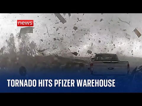 Powerful tornado rips through Pfizer warehouse