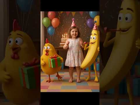 Cute Girl Chicken banana Bithday Party ♥️ #chicken #chickenbanana #chickenbananadance #popo