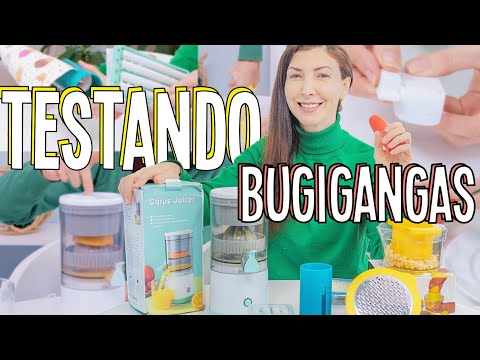 Testando Bugigangas 🏠  Espremedor de fruta, Debulhador de milho, Porta sabão,  Alarme e mais