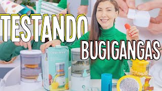 Testando Bugigangas 🏠  Espremedor de fruta, Debulhador de milho, Porta sabão,  Alarme e mais