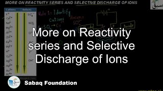 More on Reactivity series and Selective Discharge of Ions
