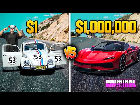 AUTO de $1 vs FERRARI de $1.000.000  en GTA 5 | 🌴CriminalVice #1