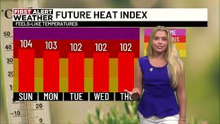 Heat Advisory in effect, better chance of rain and storms Sunday