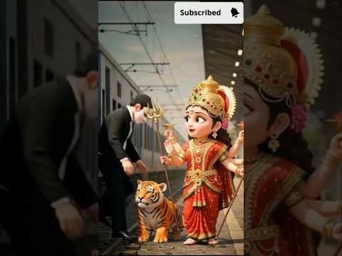 😱 शेर को उठाकर ले गया ट्रेन में  माँ दुर्गा हैरान होकर देखती रह गईं 🙏#MaaDurga #viralshorts